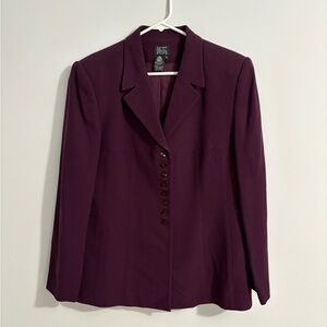M. T. Morgan Taylor Studio Long Sleeve Dark Plum Wool Suit Jacket Blazer Size 10